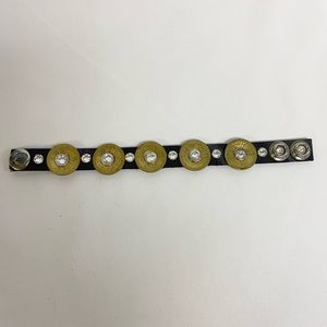 NEW Winchester 12 gauge bullet cuff bracelet Swarovski crystal Leather Handcraft